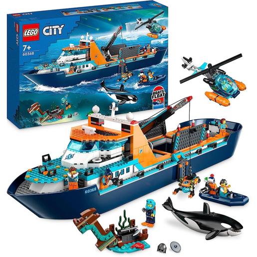 LEGO - Barco explorador do Ártico com helicóptero e figura de orca, jogo de construção 60368