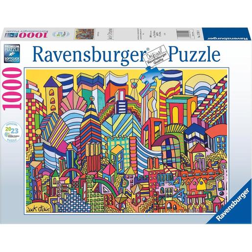 Ravensburger - Puzzle Paisagem Urbana Noturna 1000 Peças ㅤ