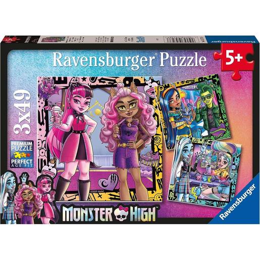 Ravensburger - Monster High - Coleção de Quebra-cabeças Monster High, 3 x 49 peças ㅤ