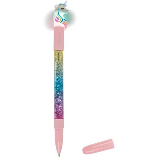 Bolígrafo luminoso de tinta azul con glitter unicornio ㅤ