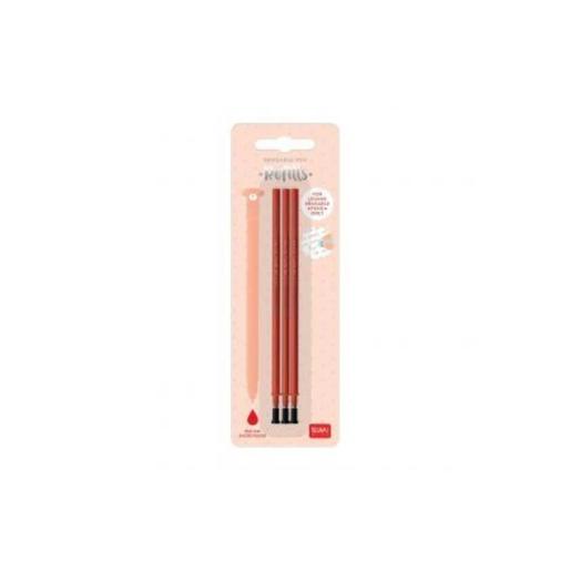 Energía - Recarga de caneta gel, ponta 0,7 mm, tinta rosa, pack de 3 ㅤ